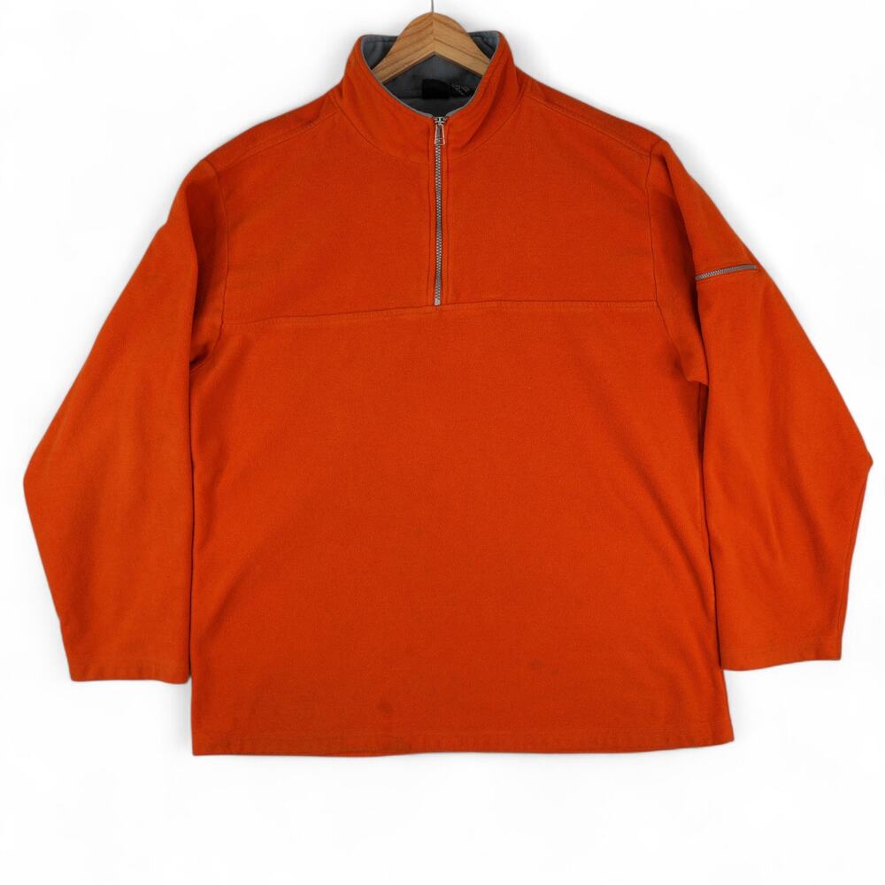 Foot Locker Sweater Mens 3XL Orange Quarter Zip Fleece Pullover Outdoor‎ Hunting